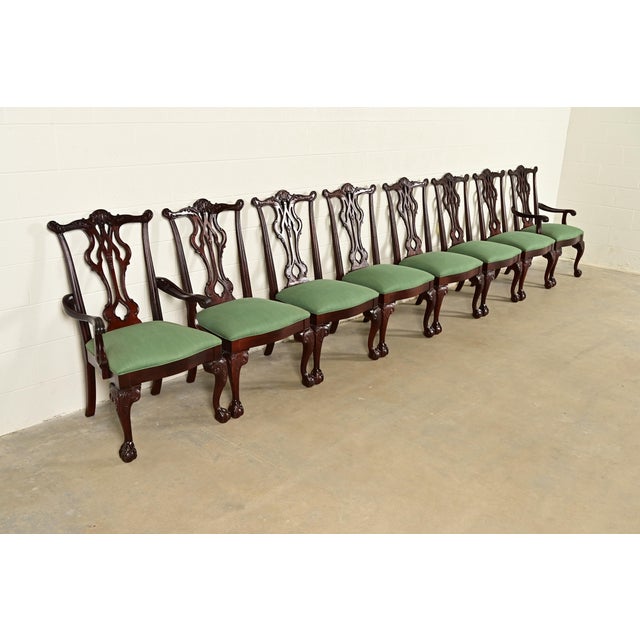 Thomasville Thomasville Chippendale Carved Mahogany Dining Chairs, Set of Eight For Sale - Image 4 of 14