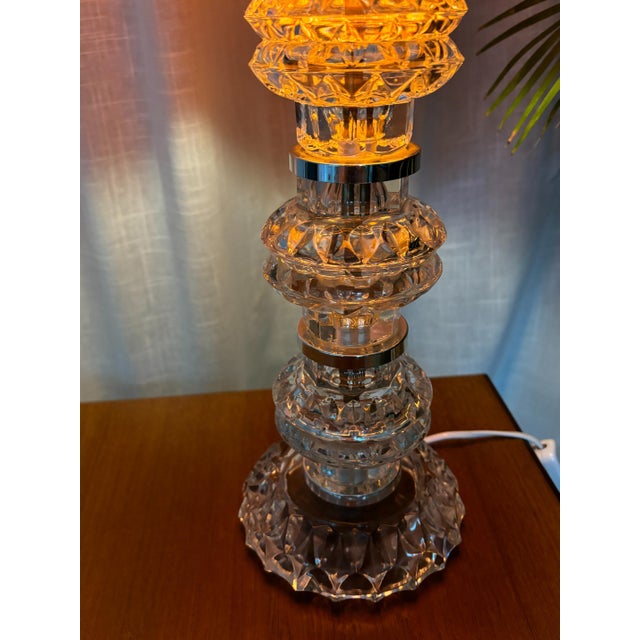 Mid-Century Modern Crystal Glass Night Lamp by Carl Fagerlund for Orrefors, Sweden, 1960s For Sale - Image 3 of 12