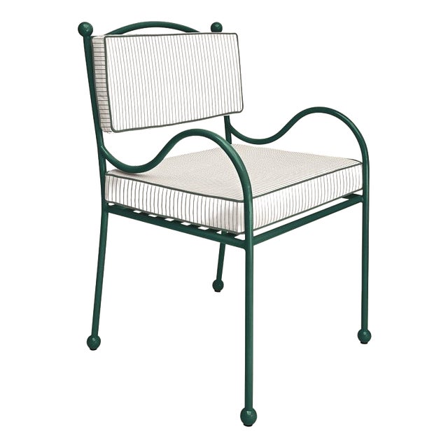 Panarea Armchair in Green and Cream Striped Upholstery by Ceraudo For Sale