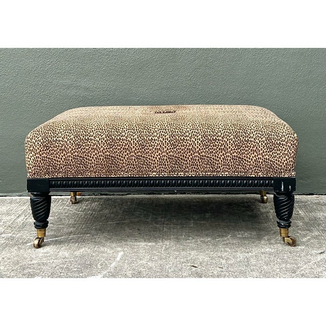 Vintage Kravet Tufted Leopard Ottoman For Sale - Image 12 of 12