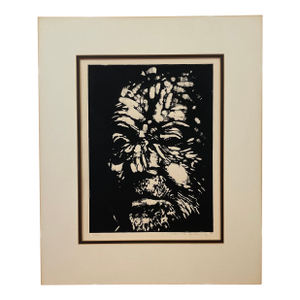 Vintage Black and White Expressionist Portrait Print, Signed and Numbered Limited Edition
