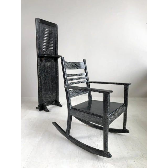 Black Set of Rocking Chair & Travel Confessional from Baker and Co, 1930s For Sale - Image 8 of 9
