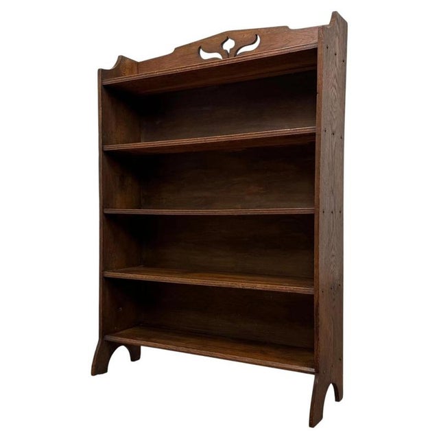 20th Century Arts and Crafts English Oak Open Bookcase, 1890s For Sale - Image 3 of 10