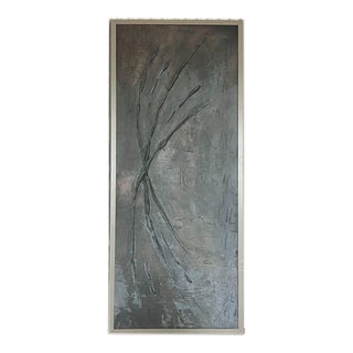 Brutalist Wall Sculpture in Aluminum and Wood For Sale