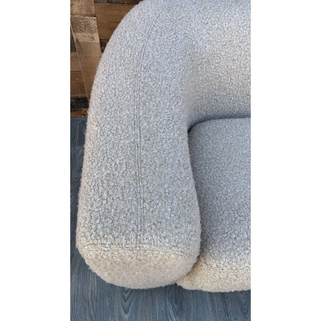 Karpen & Bros. Mid Century Modern Karpen Club Chair Newly Reupholstered in Beige Boucle For Sale - Image 4 of 9