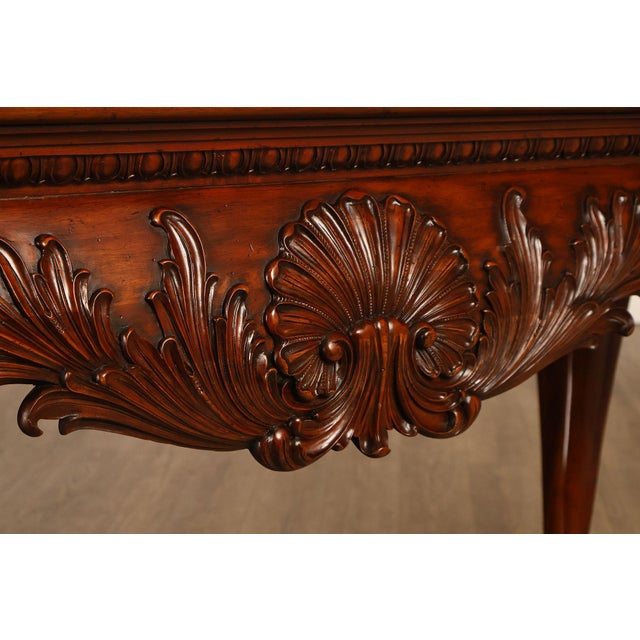 Maitland-Smith Georgian Style Carved Mahogany Inlaid Console Table For Sale - Image 9 of 18