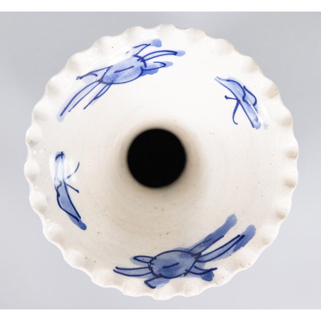 Antique 19th Century Japanese Imari Ribbed Blue & White Vase For Sale In Houston - Image 6 of 8