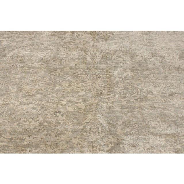 Rug & Kilim Rug & Kilim’s Transitional Style Rug in an All Over Gray, Beige-Brown Floral Pattern For Sale - Image 4 of 5