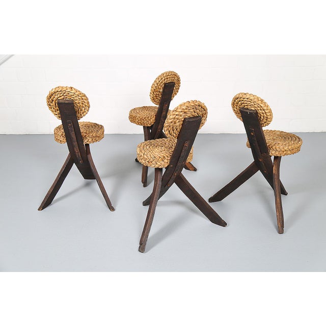 1950s Vintage Tripod Chairs by Frida Minet and Adrien Audoux, 1950s, Set of 4 For Sale - Image 5 of 18