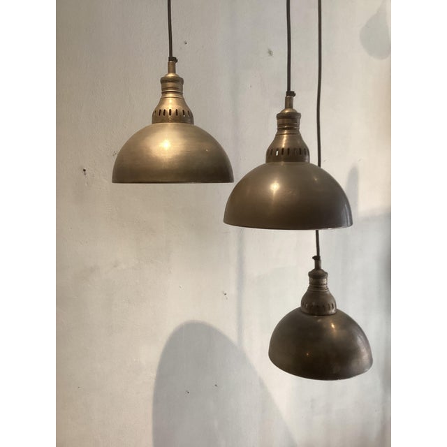 Metal Vintage Brass Pendant Lights, 1980s, Set of 3 For Sale - Image 7 of 7