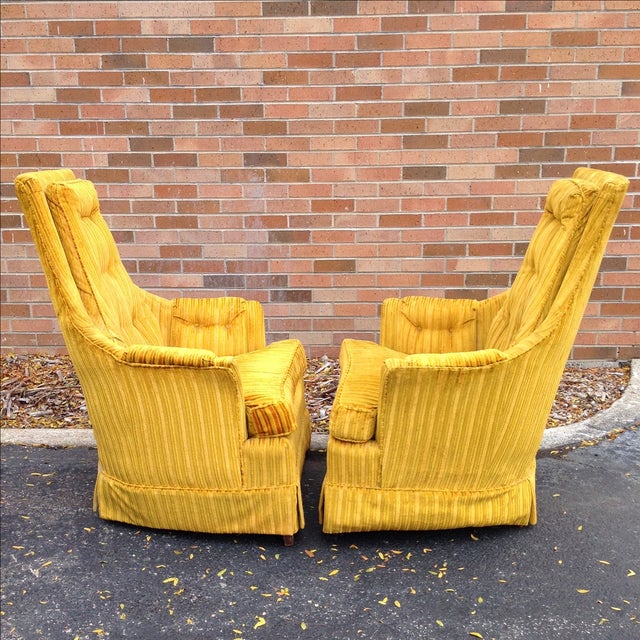 Yellow Velvet Lounge Chairs A Pair Chairish