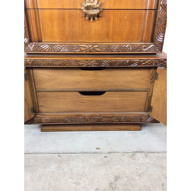 Mid Century Modern Armoire With Five Drawers and Unique Brass Hardware For Sale - Image 18 of 18