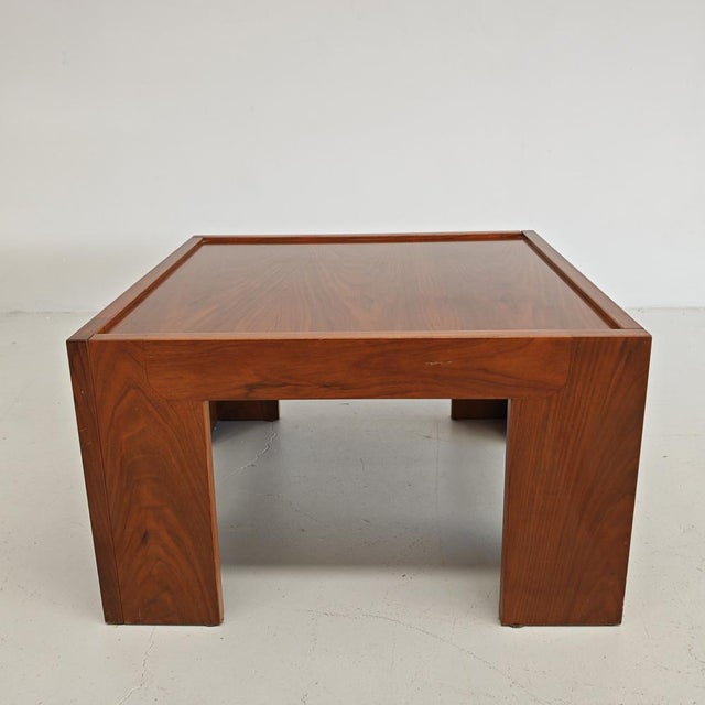 Wood Vintage Square Walnut Coffee Table, 1970s For Sale - Image 7 of 18