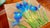 1970s Floral Iris Art Glass Dinner Plates, Signed Wm McGrath, 9 Piece For Sale - Image 14 of 14