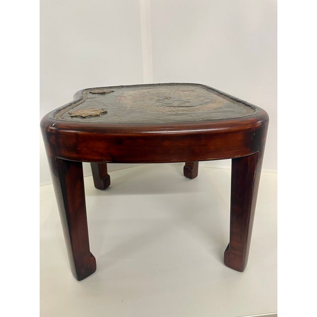 Hardwood Low Tables With an Inset Antique Japanese Leather Saddle Top—A Pair For Sale In New York - Image 6 of 13
