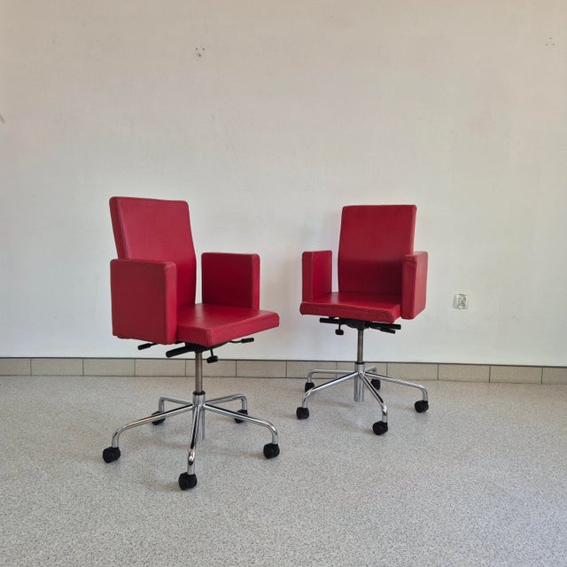 Red Leather Office Chair Bulo Pub & Club by Luc Vincent, 2000s For Sale - Image 14 of 14