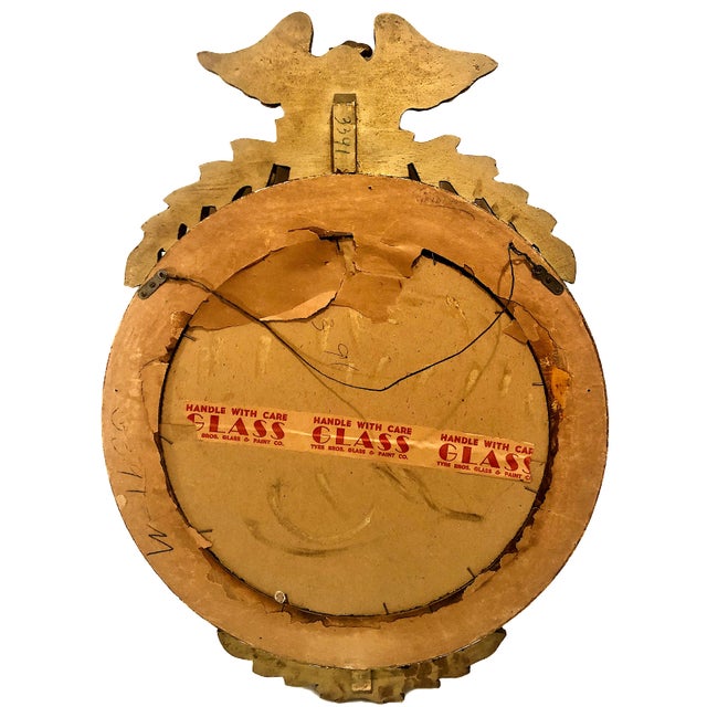 Mid 20th Century Federal-Style American Eagle-Topped Gilt Wood “Bullseye” Convex Mirror For Sale In San Francisco - Image 6 of 6
