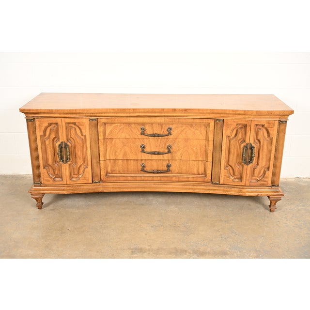 A gorgeous French Regency Louis XVI style nine-drawer long dresser or credenza In the manner of Karges Furniture...
