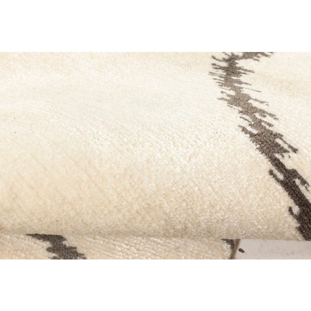 Art Deco Modern Ribbon Design Black & White, Wool & Silk Rug by Doris Leslie Blau For Sale - Image 3 of 7