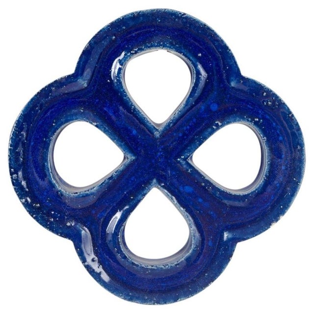 1960s Deep Blue Glazed Stoneware Wall Relief from Gustavsberg, 1960s For Sale - Image 5 of 5