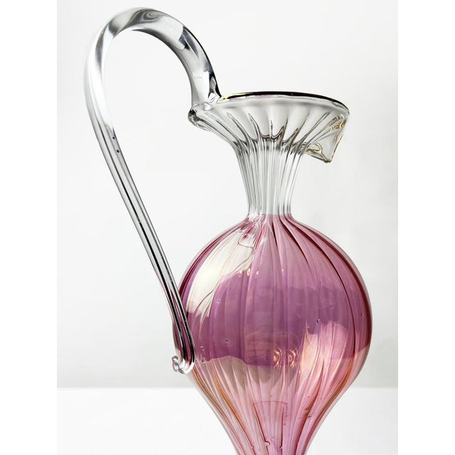 Mid-Century Modern Murano Pink Venetian Glass Pitcher, 1940s For Sale - Image 10 of 14