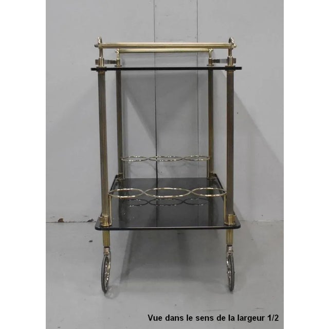 Rolling Brass & Smoked Glass Trolley, 1970s For Sale - Image 17 of 18
