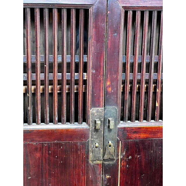 Auburn Small Antique Chinese Country Cabinet With Lattice Doors For Sale - Image 8 of 9