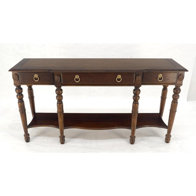 Spanish Colonial Style 3 Drawers 60" Wide Console Table Credenza Brass Pulls For Sale - Image 10 of 16