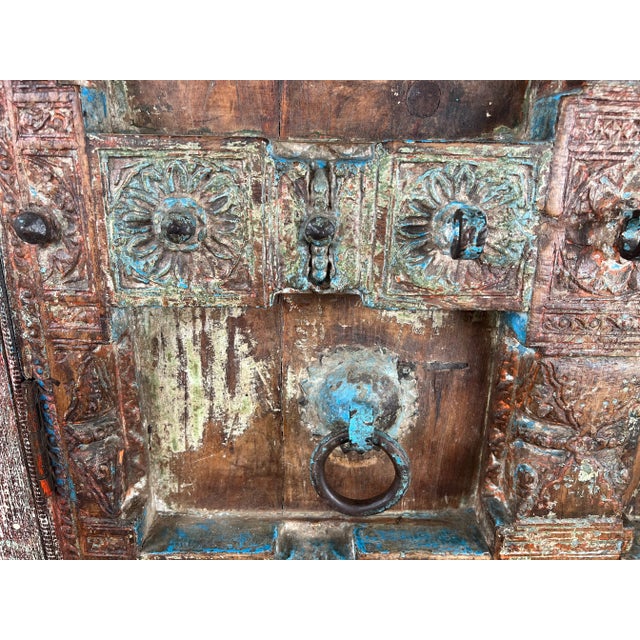 Repurposed Antique Indian Carved Door Armoire For Sale - Image 11 of 16