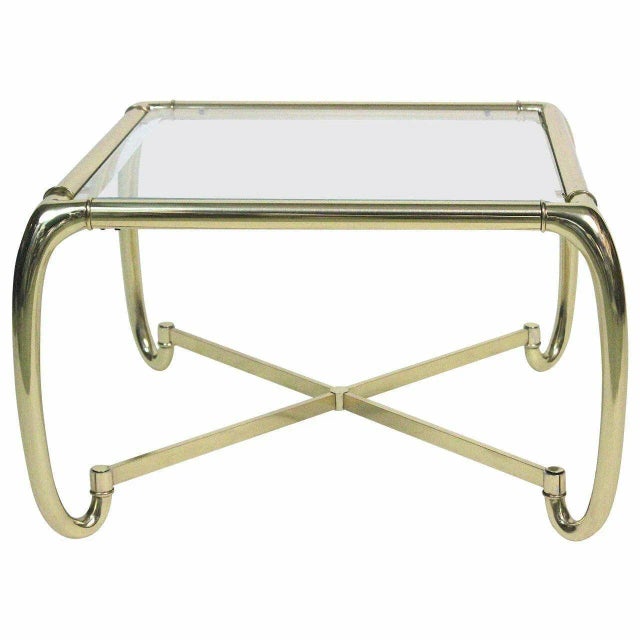 Mid 20th Century Mid Century Mastercraft Brass Glass Coffee Table For Sale - Image 5 of 5