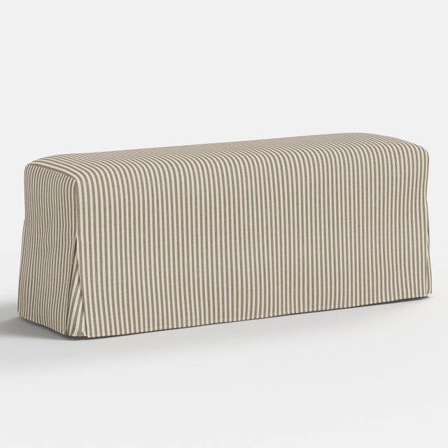 Spritely Home Stoffer Home x Cloth & Company Slipcover for Lindy Dining Bench in Jane Stripe Burlap For Sale - Image 4 of 5