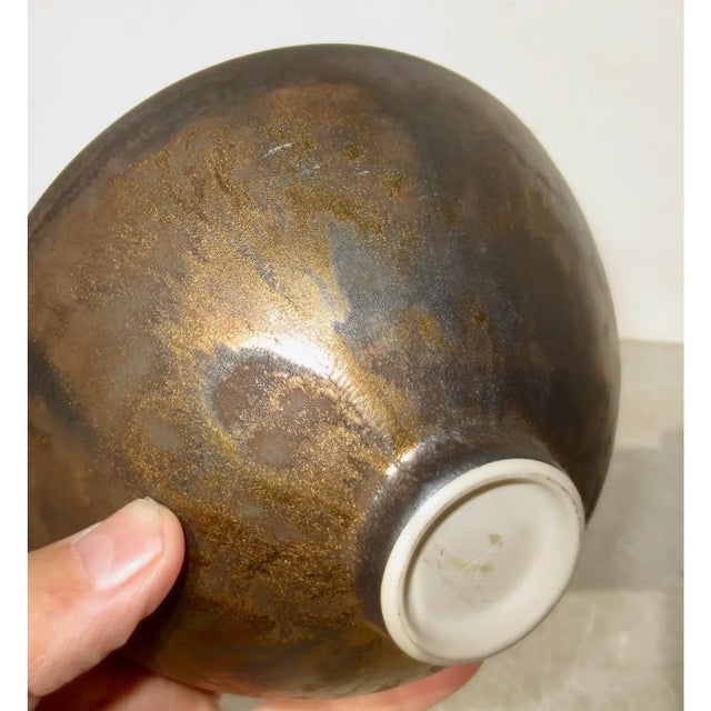 Contemporary Ann Kenny Gold and Blue by Night Bowl Circa 80s For Sale - Image 3 of 8