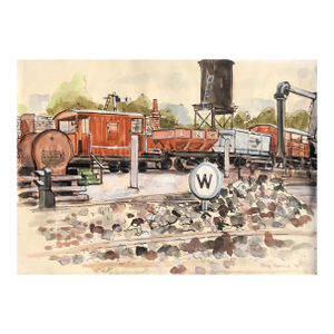 1991 Josie Capstick Railroad Scene Watercolor