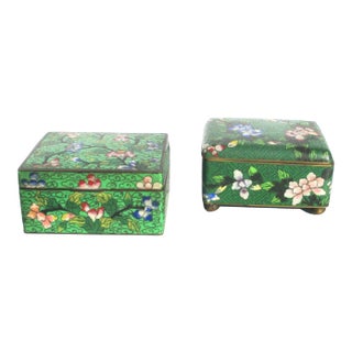 Matched Pair of Chinese Enamel Boxes Circa 1910s' -A Pair of 2 For Sale