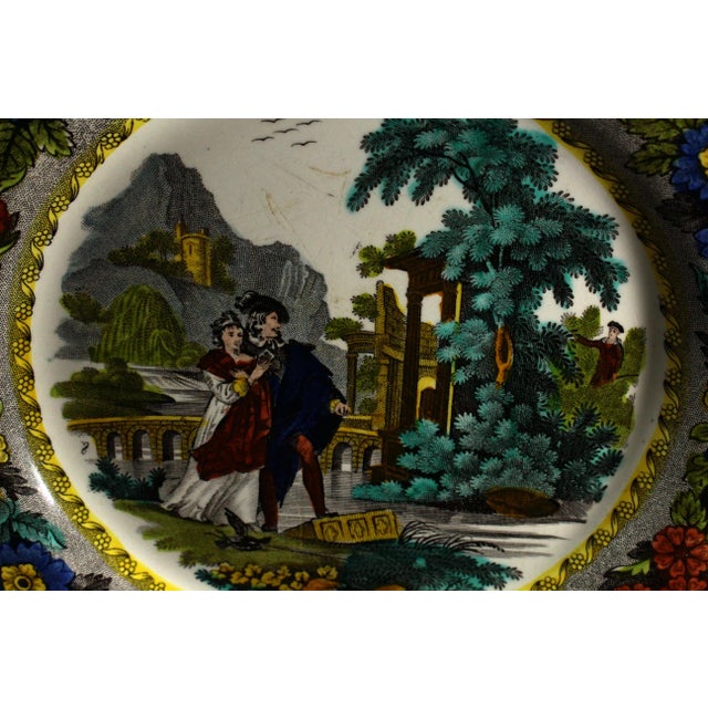 1830s Creil-Montreau French Faience Polychrome Transfer Plate Courting Couple For Sale In Houston - Image 6 of 17