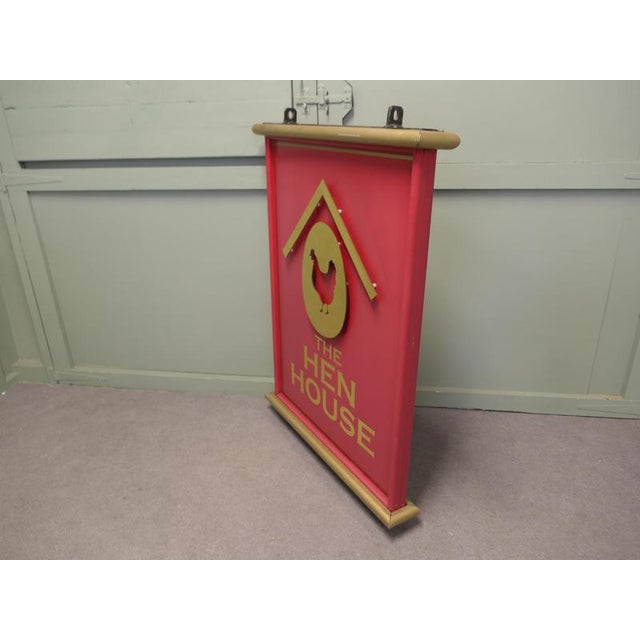 Metal Framed Hanging Pub Sign of The Hen House, 1960 For Sale - Image 3 of 8