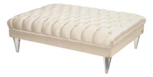 Fendi Tufted White Silk Upholstered Bench