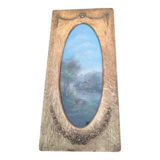 Antique Landscape Painting in Ornate Wood Frame For Sale