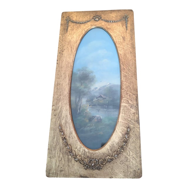 Antique Landscape Painting in Ornate Wood Frame For Sale