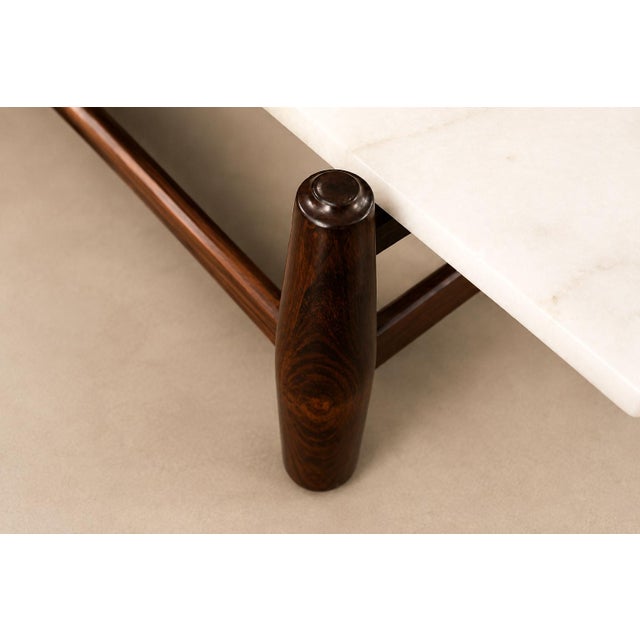 Wood Architectural Brazilian Modern Coffee Table in Rosewood and Marble, Cimo, 1950s For Sale - Image 7 of 18