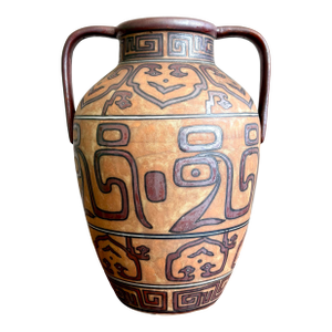 Vintage Boho Geometric Terracotta Jug