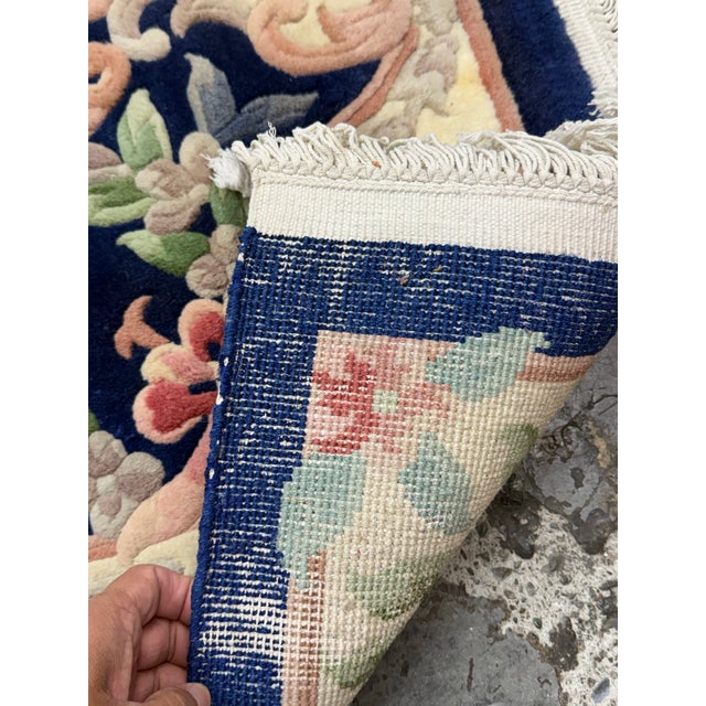 4ft × 6ft Chinese Floral Wool Area Rug, Circa 1979 For Sale In San Francisco - Image 6 of 12
