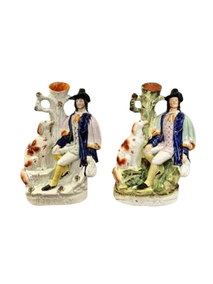 Large Victorian Staffordshire Figures, 1860s, Set of 2