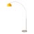 1960s Nova of California Mid Century Floor Lamp - Modern Arc Lamp, Mustard Dome Shade, Satin Nickel Steel, Dimmable For Sale