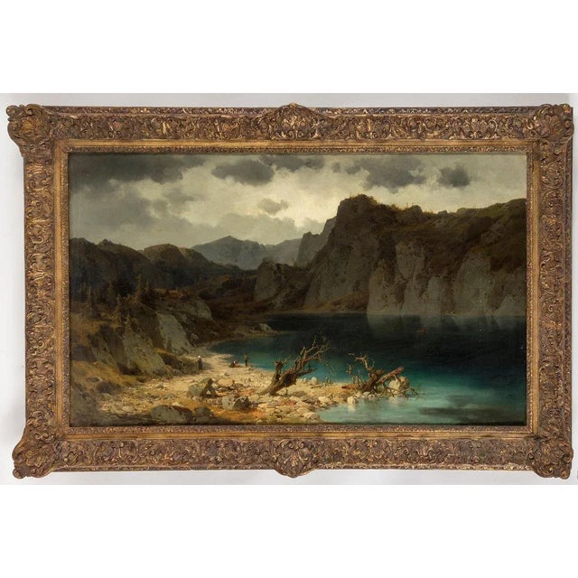 View of the Bergsee is an original modern artwork realized by the Austrian artist and painter Josef Brunner in the middle...