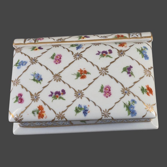 Vintage Heirloom Hand Painted Floral Porcelain Book Shaped Trinket Box For Sale - Image 4 of 9