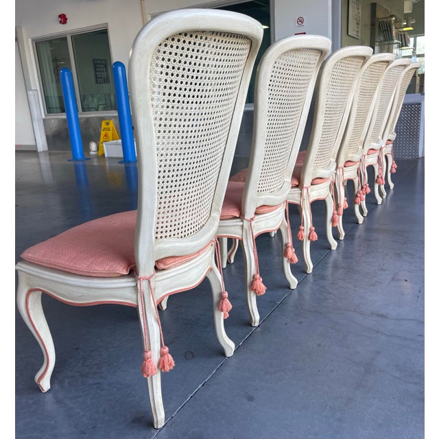 French Provincial Vintage French Provincial Cane Dining Chairs, Holland & Salley Interiors, Naples – In the Manner of John Widdicomb | Set of 6 For Sale - Image 3 of 13