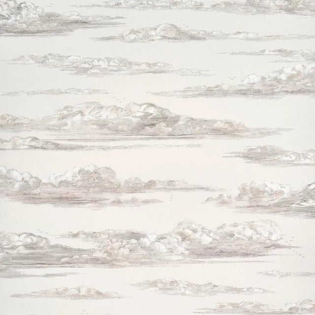 Schumacher X Johnson Hartig Mr. Darcy's Clouds Wallpaper In Grisaille For Sale