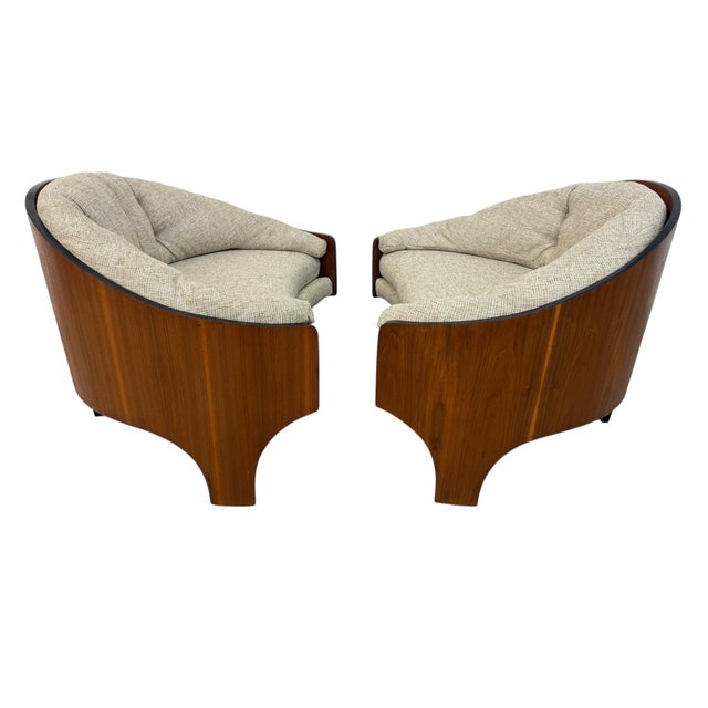 Mid-Century Modern Henry Glass Intimate Island Walnut Lounge Chairs - Set of 2 For Sale In Philadelphia - Image 6 of 13