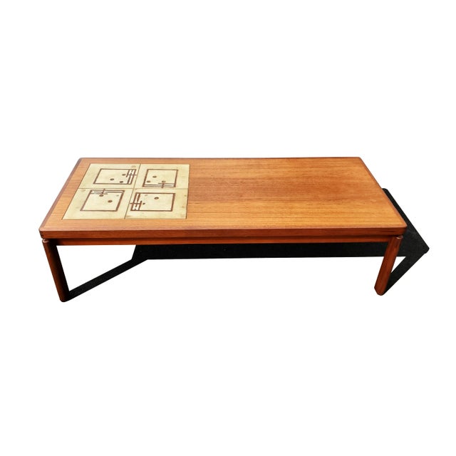 Designed by H.W. Klein for Bramin Solid and veneer teak wood and beautiful ceramic tiles Dovetail assembling Circa 1960...